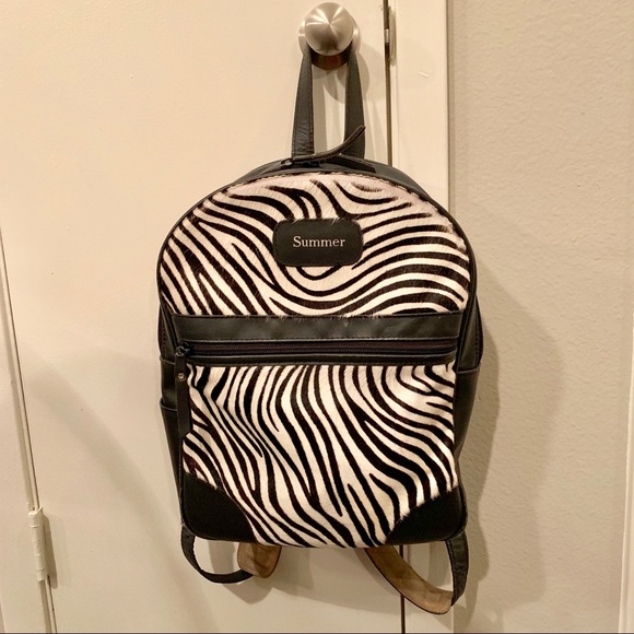 Jon Hart Handbags - Jon Hart Real Zebra Mink & Black Leather Backpack